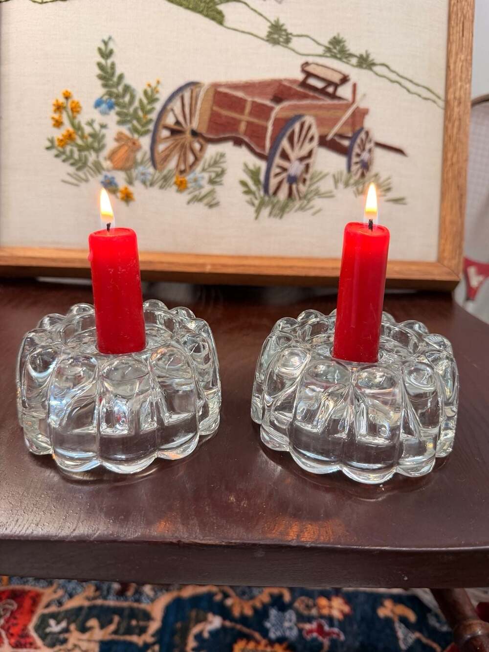 Vintage Princess House Crystal Candle Holders Clear Glass Bubble Scallop Design